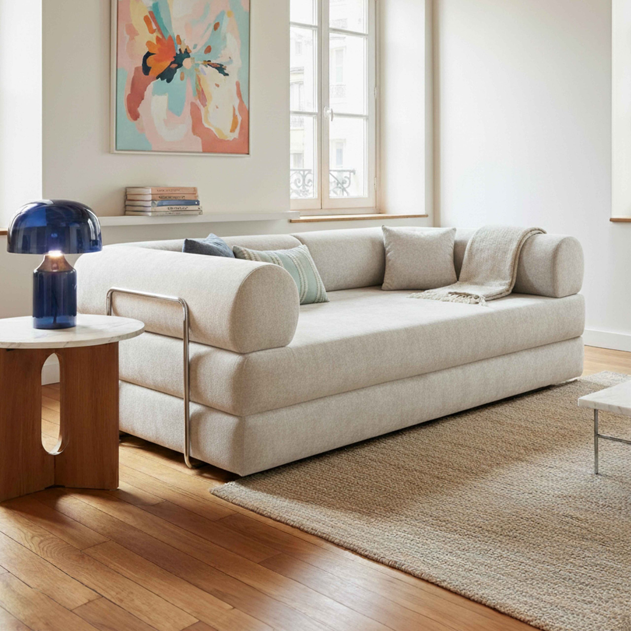 Canapé convertible 2 places en tissu avec coussins modulables 09994