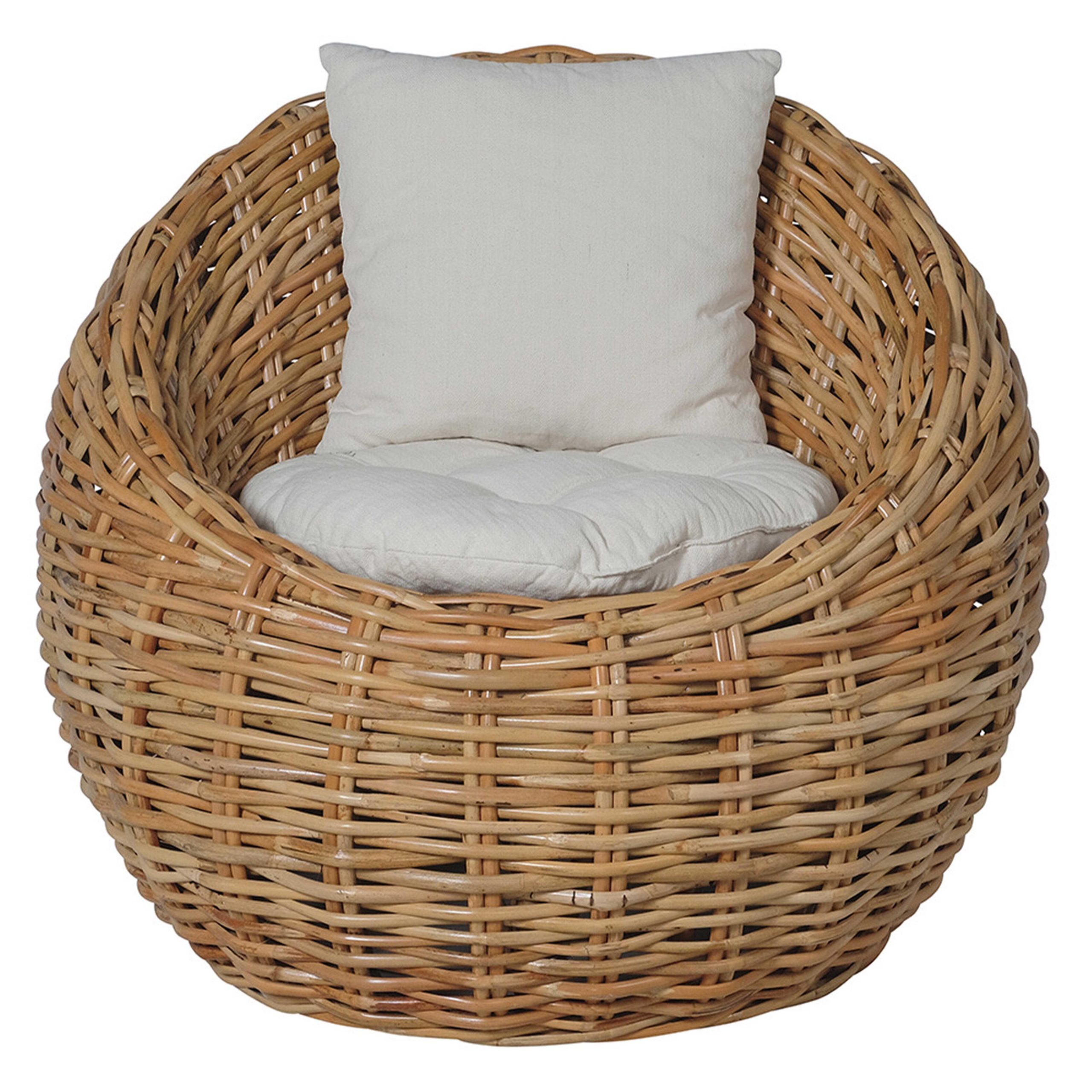 Fauteuil bohème en rotin naturel et osier en forme d'oeuf GAYA