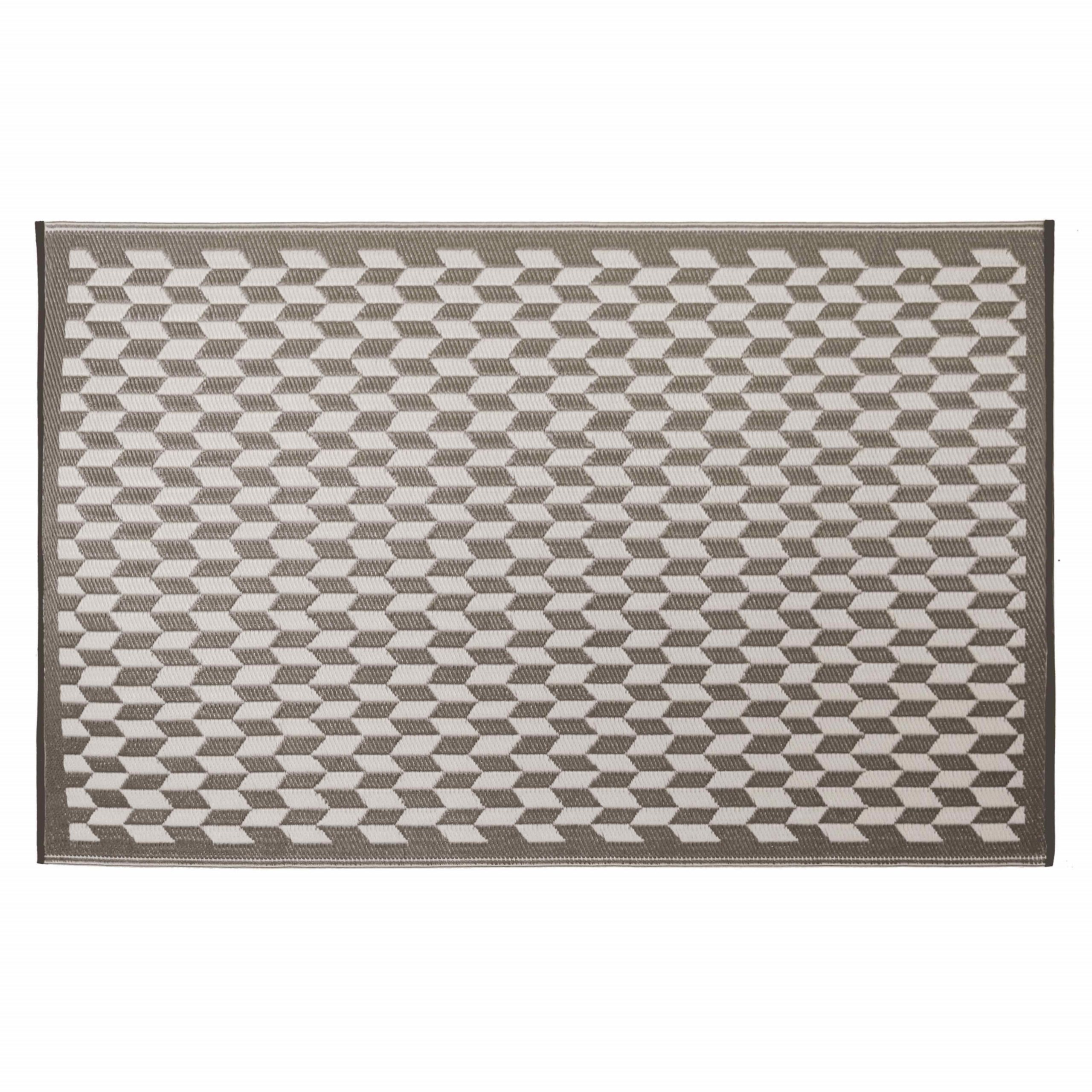 Tapis extérieur marron motif géométrique réversible rectangulaire 120x180 cm CORFOU