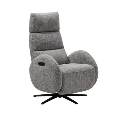 MOTEUR FAKET Fauteuil relax électrique tissu polyester gris
