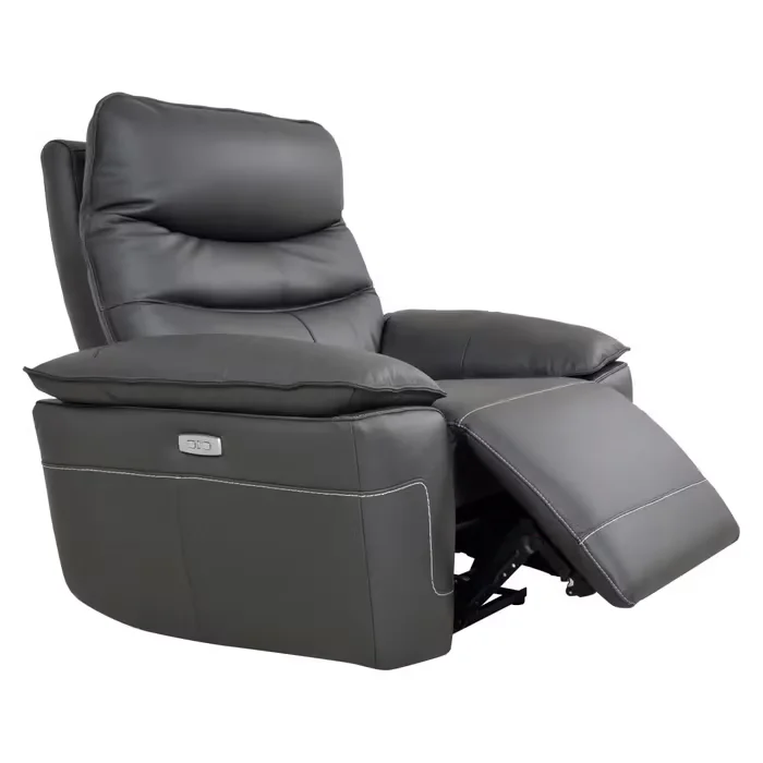 Fauteuil relax électrique MOTEUR RELAXINE cuir et croûte gris foncé